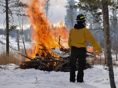 Lake County crew working on a burning pile in Leadville, CO