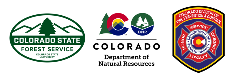 Logos of Colorado State Forest Service, Department of Natural Resources, Division of Fire Prevention and Control